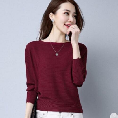 リブニット セーター ワインレッド 長袖ドルマンスリーブ シンプルデザイントップス 薄手だから重ね着ok リブニットでスタイルアップ 新品拍卖