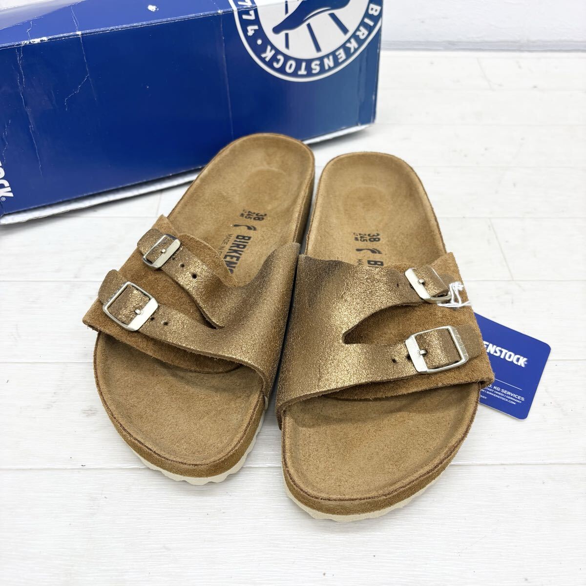 M29〓 箱付き 新品タグ付き BIRKENSTOCK ビルケンシュトック サンダル レディース サイズ24.5 キャメル 靴 シューズ カジュアルシューズ拍卖