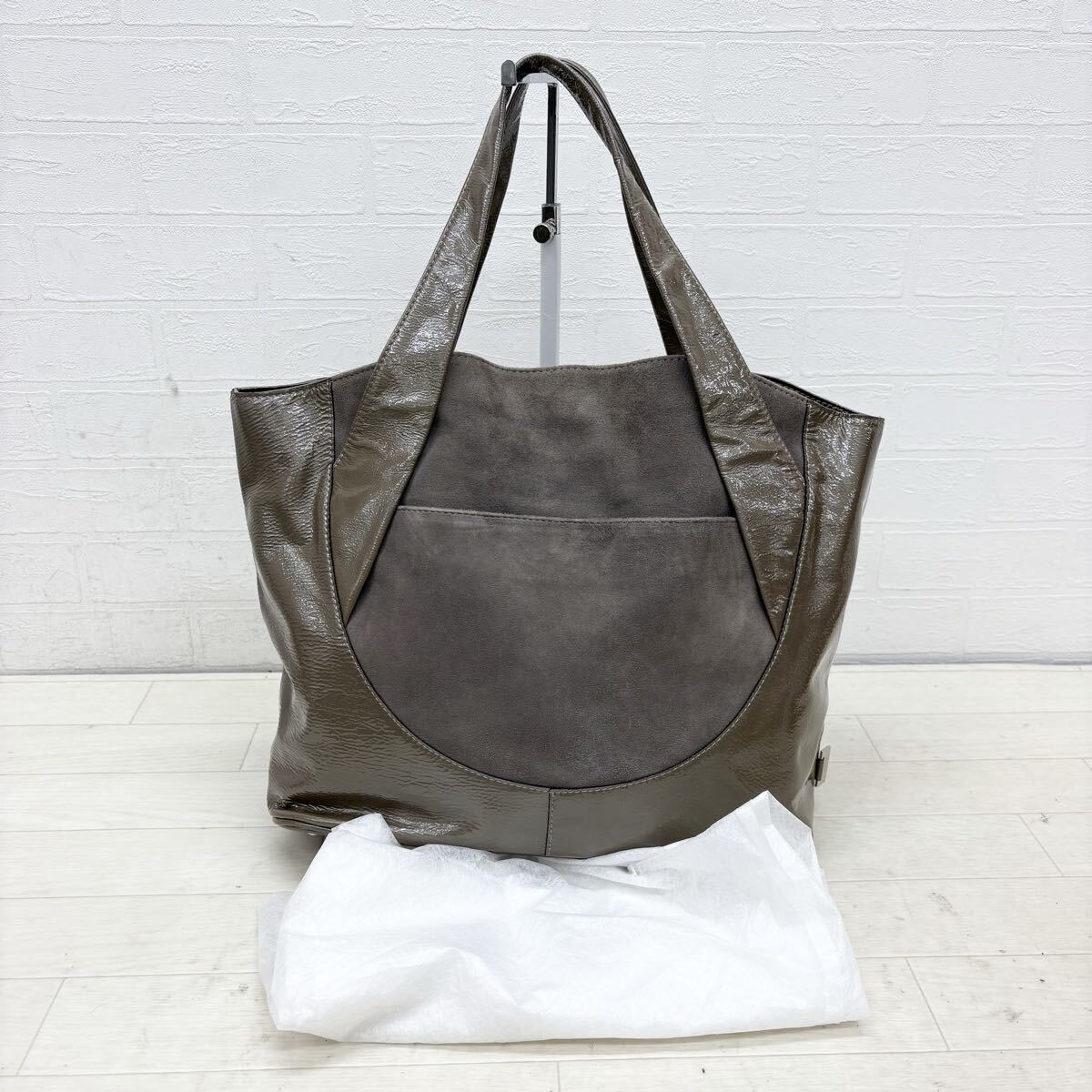 1803〓 保護袋あり GINZA Kanematsu 銀座かねまつ トートバッグ ハンドバッグ レディース グレー 鞄 手提げ鞄 ワンショルダーバッグ拍卖