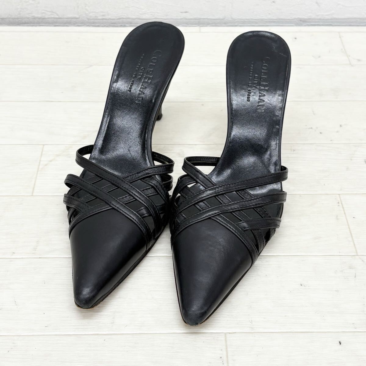 1810〓 COLE HAAN コールハーン ミュール レディース サイズ6B ブラック ポインテッドトゥ 靴 シューズ カジュアルシューズ拍卖