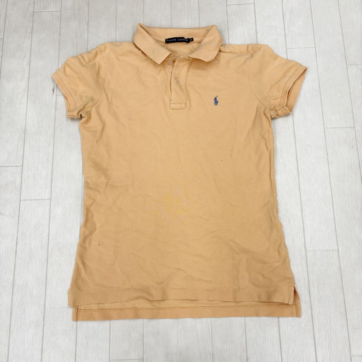 1811〓 RALPH LAUREN ラルフローレン 半袖ポロシャツ レディース サイズM イエローオレンジ トップス カットソー シャツ カジュアル拍卖