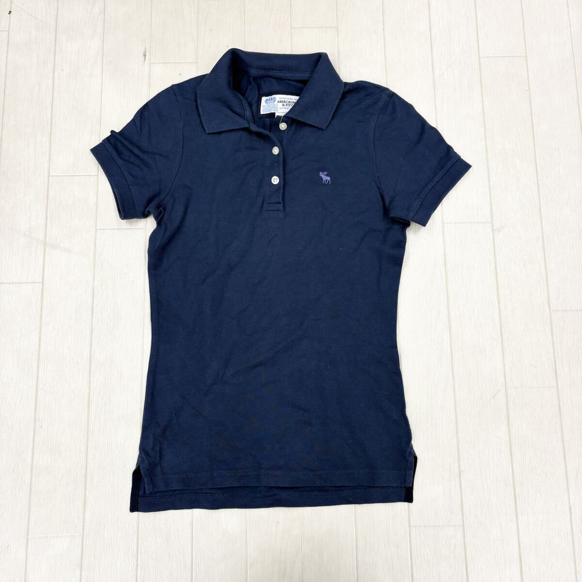 1811〓 Abercrombie & Fitch アバクロンビー&フィッチ 半袖ポロシャツ レディース サイズS ネイビー トップス カットソー ストレッチあり拍卖