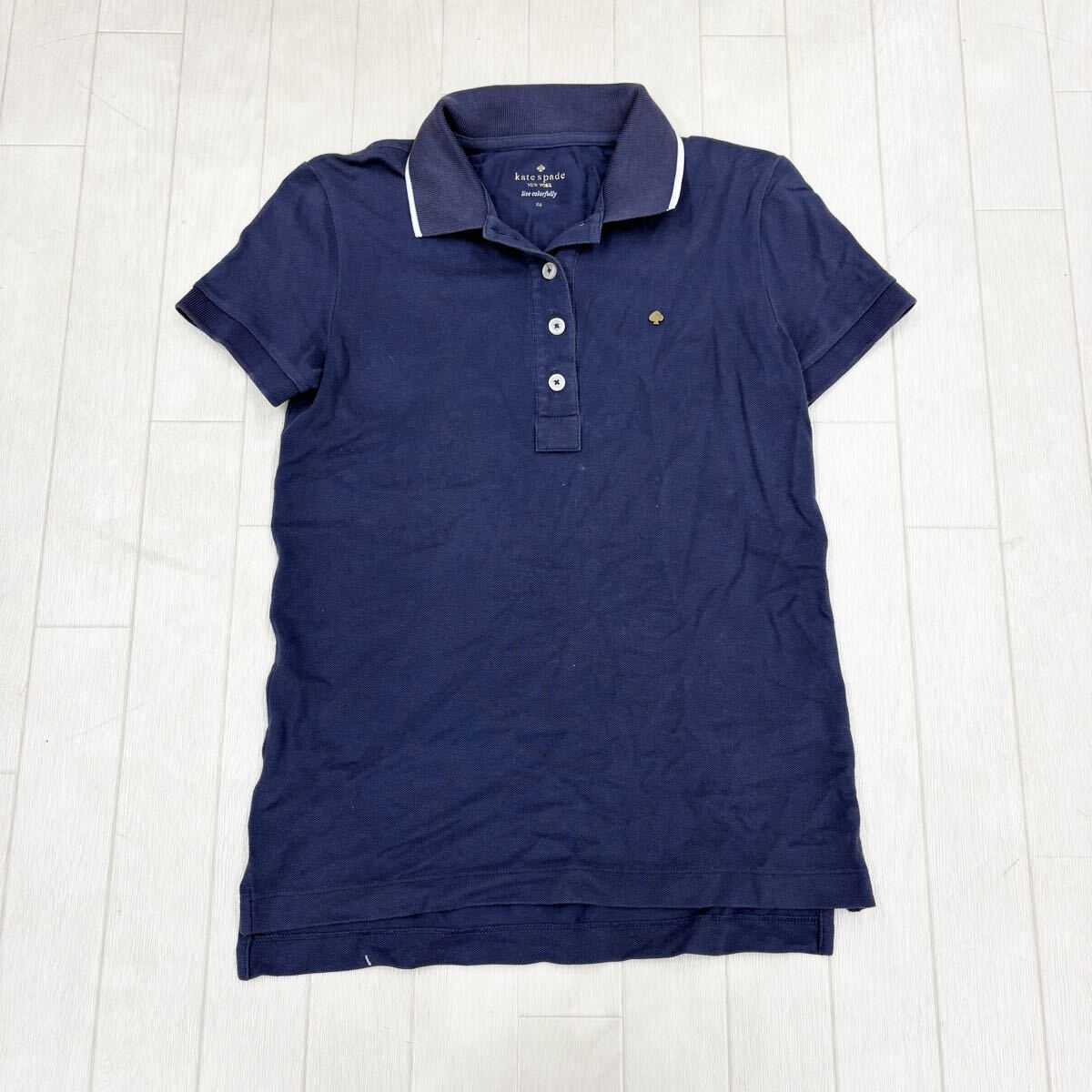 1811〓 kate spade ケイトスペード 半袖ポロシャツ レディース サイズXS ネイビー トップス カットソー シャツ カジュアル拍卖