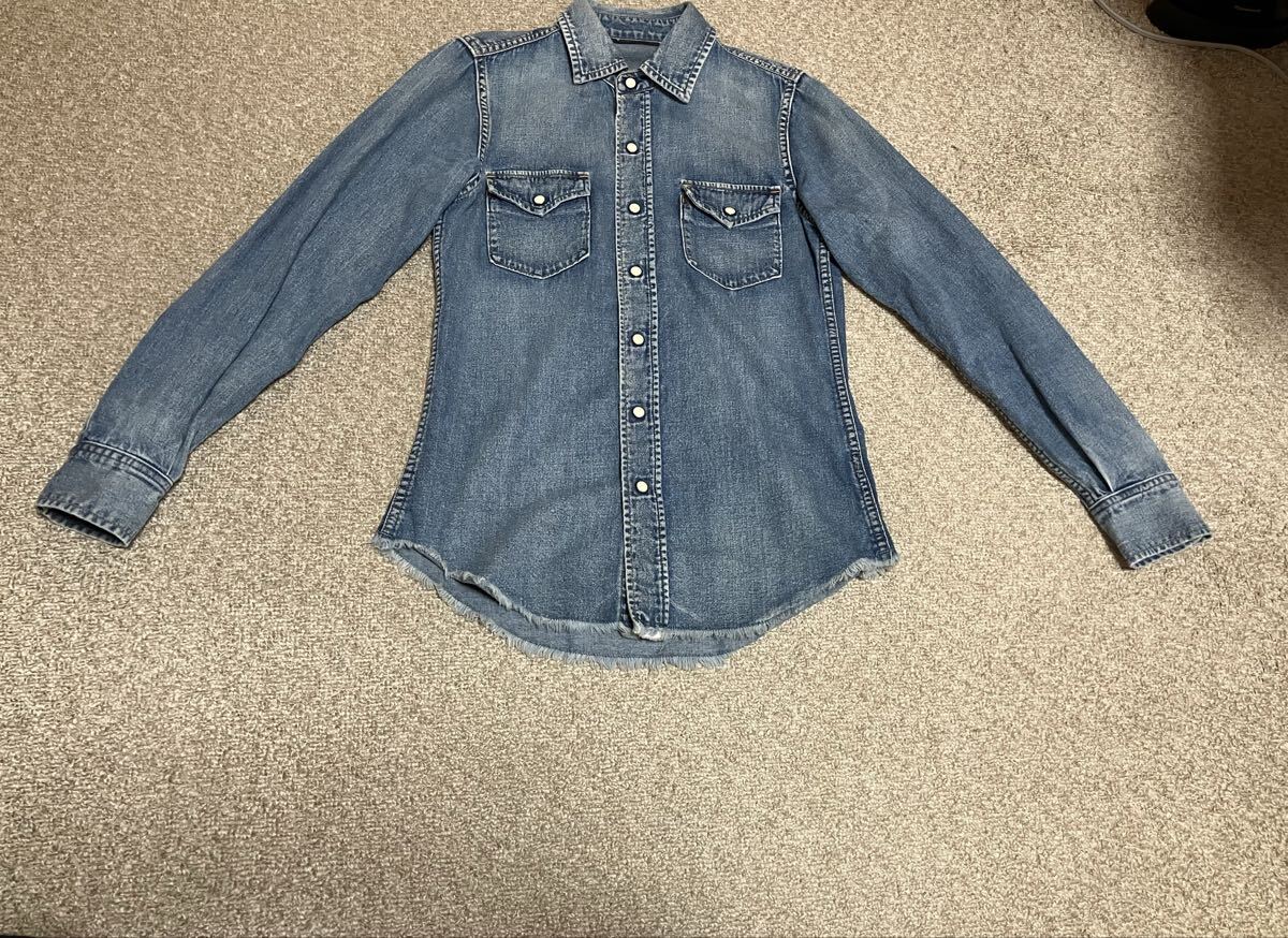 MINEDENIM(マインデニム)Denim Western SH カットオフ加工 ヴィンテージ加工 デニム長袖シャツ ロングスリーブ メンズ0サイズ拍卖