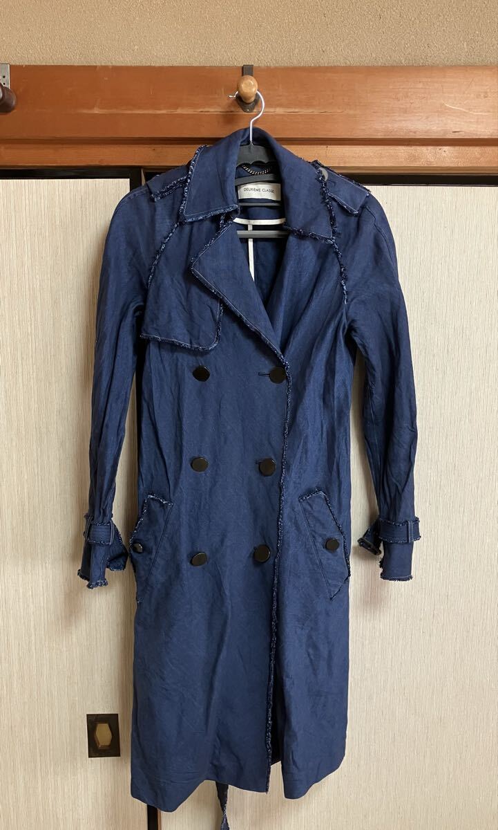 Deuxieme Classe ドゥーズィエムクラス綿麻インディゴトレンチコート 36拍卖
