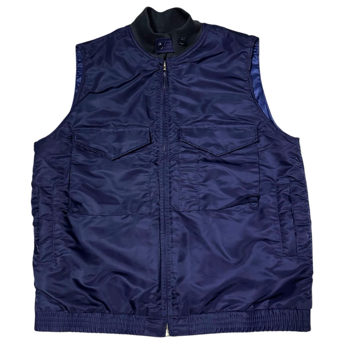 【極美品】EDIFICE ミリタリー 中綿WEPベスト ナスコン ネイビー ワークベスト ジップアップ ナイロンベスト 古着 ダウンベスト拍卖
