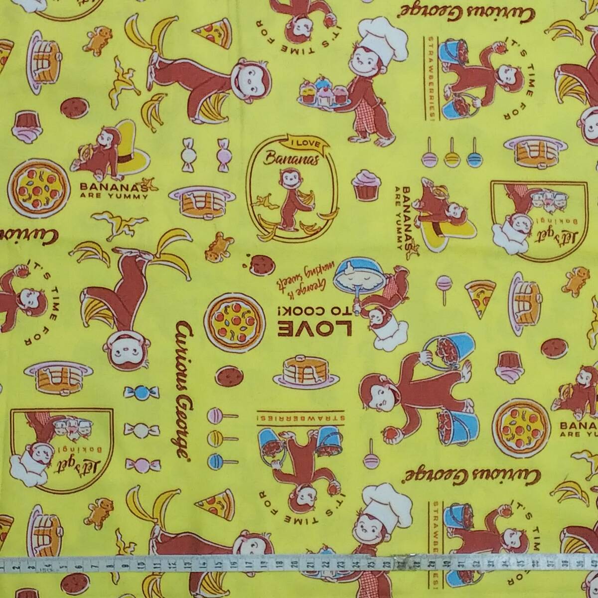 おさるのジョージ 黄色 生地 はぎれ拍卖