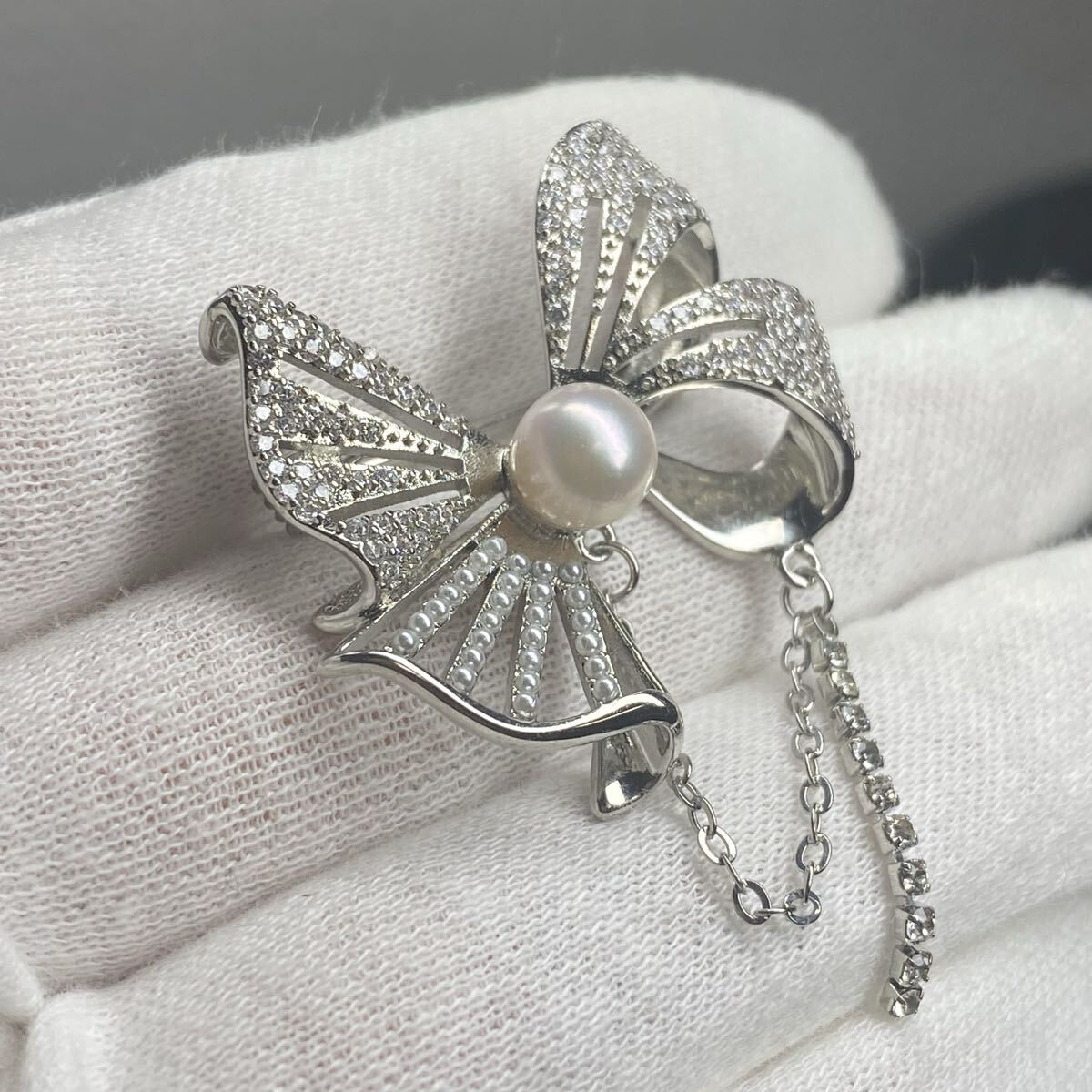 ブローチ 本真珠 アコヤ真珠 パール アクセサリー SILVER アコヤ拍卖