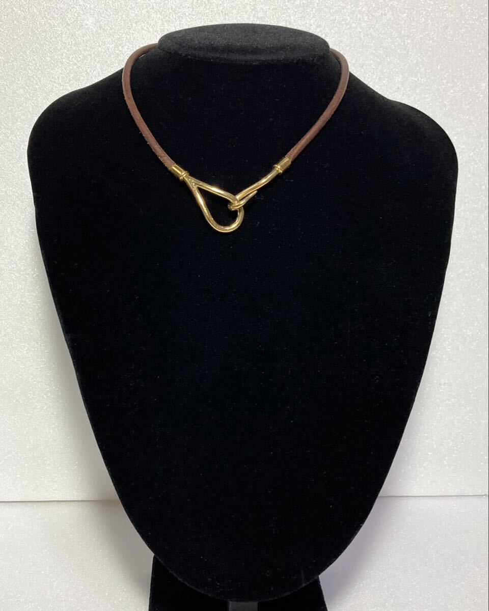 KGNY5829 HERMES エルメス ジャンボ ゴールド金具 2連 レザー 革 ブレスレット チョーカー レディース アクセサリー 現状品拍卖