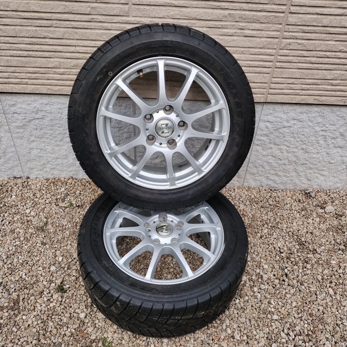 手渡し限定/ゼファー 15インチ 6J-15 +45 P.C.D114.3 5穴 中古2本/プロクサスR1R 195/55R15 2021年製 残溝約4.8㎜ 2本付拍卖