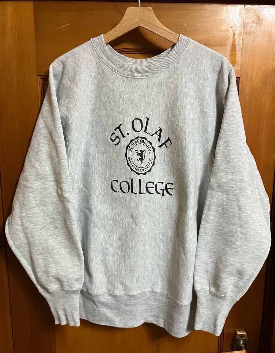 80s Champion リバースウィーブ トリコタグ スウェット ST.OLAF COLLEGE グレー色 size L チャンピオン ビンテージ USA製拍卖