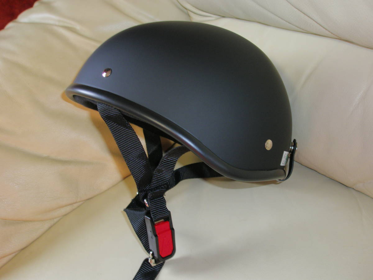☆新品 ハーフダックヘルメット 半キャップ XLサイズ(61~62㎝) 艶消し黒☆拍卖