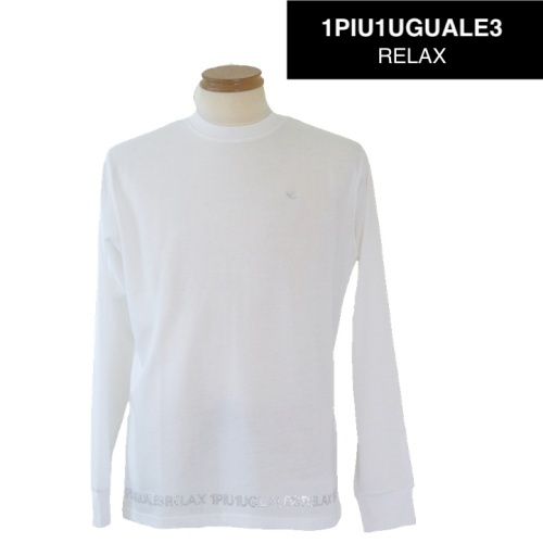 【2025秋冬新作】1PIU1UGUALE3 RELAX ウノピゥウノウグァーレトレ リラックス 裾ロゴロングTシャツ Lサイズ 089-白系拍卖