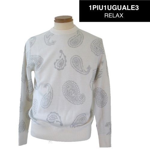 【2025秋冬新作】1PIU1UGUALE3 RELAX ウノピゥウノウグァーレトレ リラックス ペイズリーニット XLサイズ 034-白系拍卖