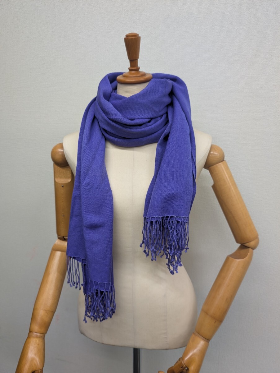 レア【パシュミナ Pashmina ネパール】パープル 紫 Purple 大判 ストール カシミアパシュミナ シルク Cashmere ハンドメイド Handmade拍卖
