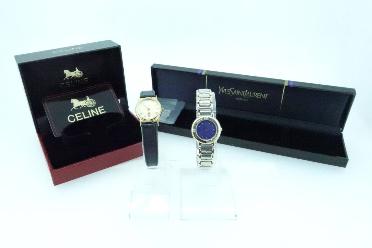 腕時計 CELINE セリーヌ イヴサンローラン レディース クォーツ 2点まとめ D2903-3 GN-4-S拍卖