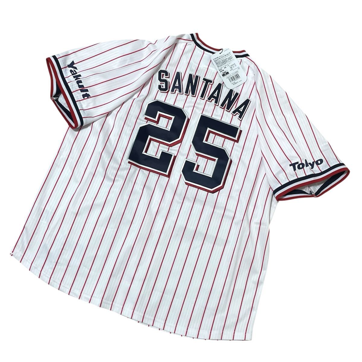 【未使用・タグ付】東京ヤクルトスワローズ MAJESTIC majestic マジェスティック サンタナ 25 レプリカユニフォーム ホーム 刺繍 L拍卖