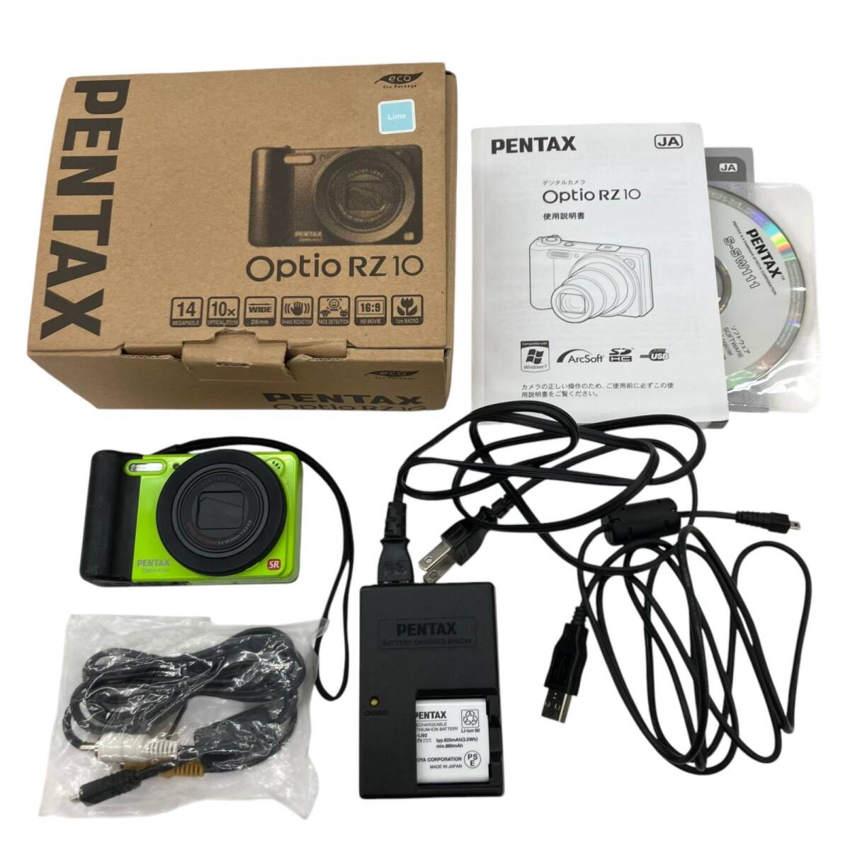 186000 現状品 PENTAX ペンタックス デジタルカメラ Optio RZ 10 ライム拍卖