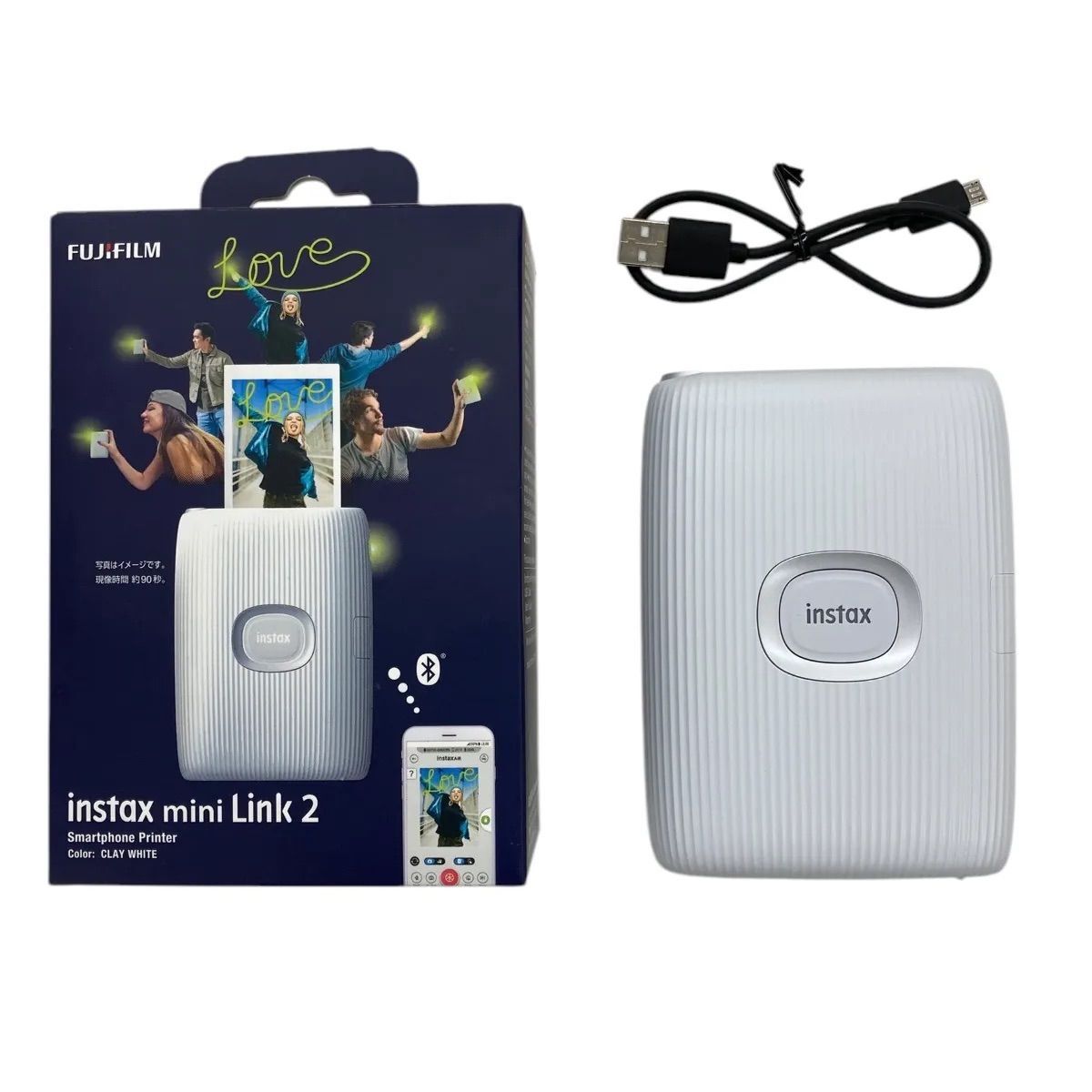 186001 現状品 FUJIFILM フジフィルム スマートフォトプリンター instax mini Link2 CLAY WHITE拍卖