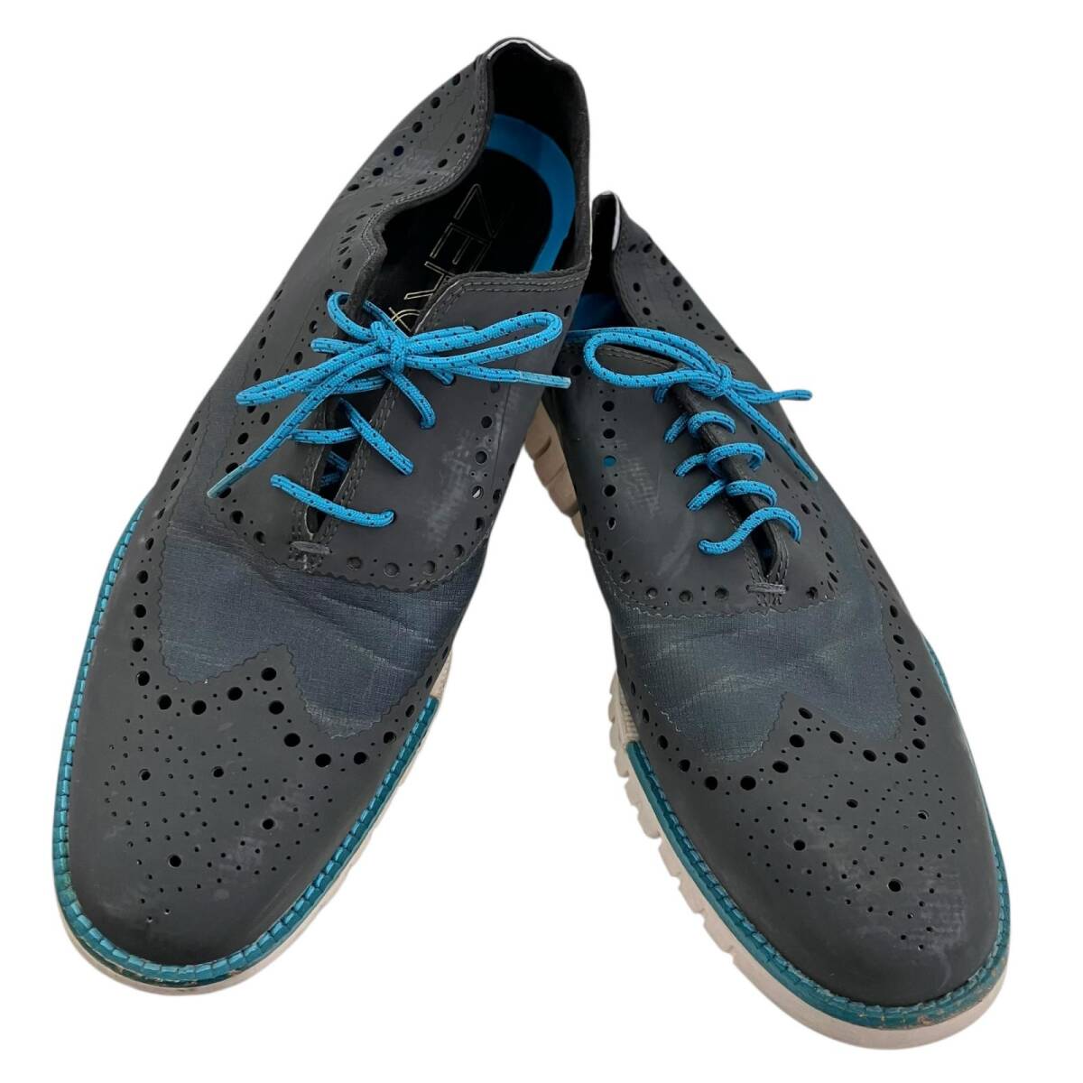 186001 現状品 COLE HAAN コールハーン スニーカー OX.NO.STCH 27.5cm アッシュグレー ZERO GRAND メンズ拍卖