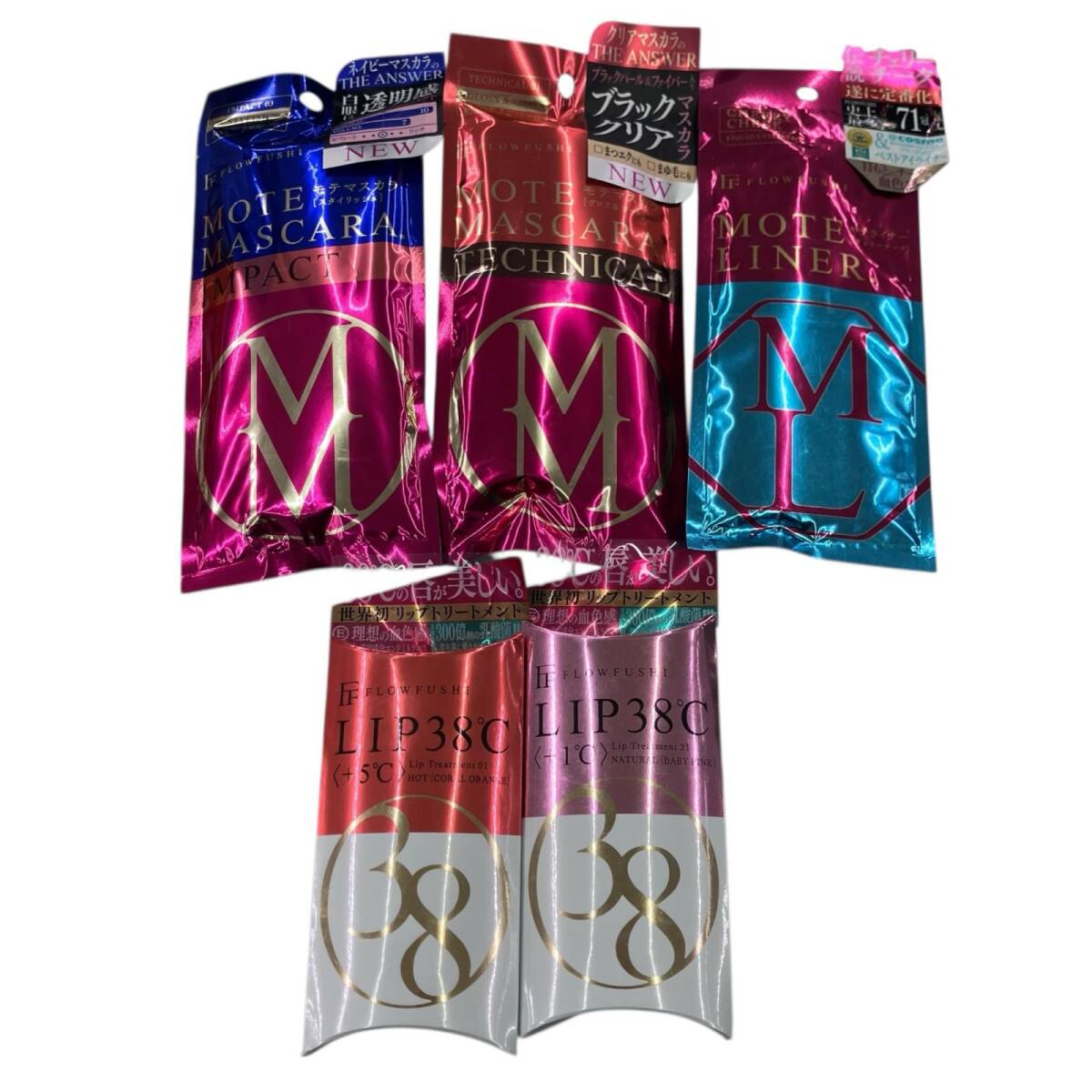 168000 新品未使用 FLOWFUSHI リップトリートメント、アイライナー、マスカラまとめ ピンク レディース 5点まとめ売り拍卖