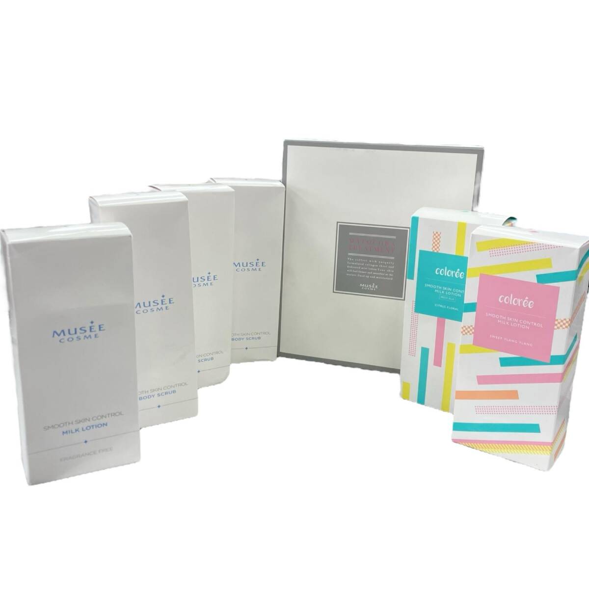 186001 現状品 MUSEE COSME ミュゼコスメ ボディスクラブ、ミルクローション、トリートメント ホワイト レディース 7点まとめ売り拍卖
