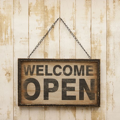 ウッド サインボード OPEN & CLOSED アンティーク仕上げ 両面プレート ラージ 大 アメリカン雑貨 (a拍卖