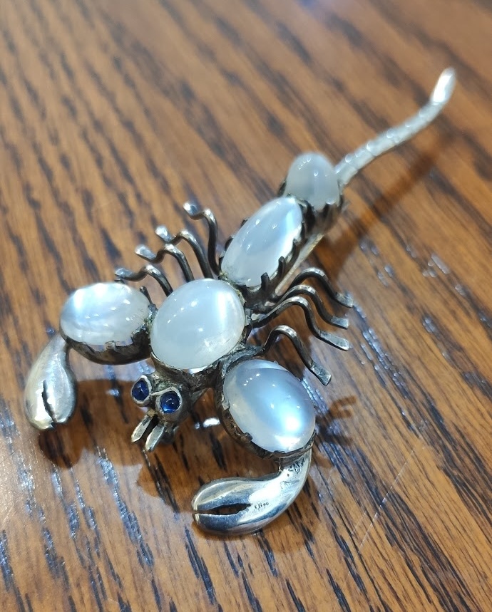 Silver + Moonstone Antique Scorpion Brooch拍卖