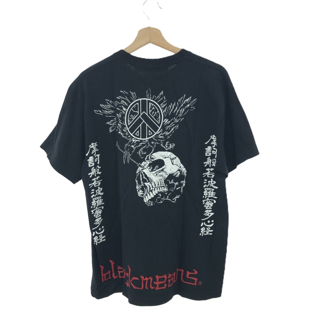 ◆BLACKMEANS ブラックミーンズ 半袖カットソー サイズ:L バックスカルプリント/Tシャツ ブラック メンズ拍卖