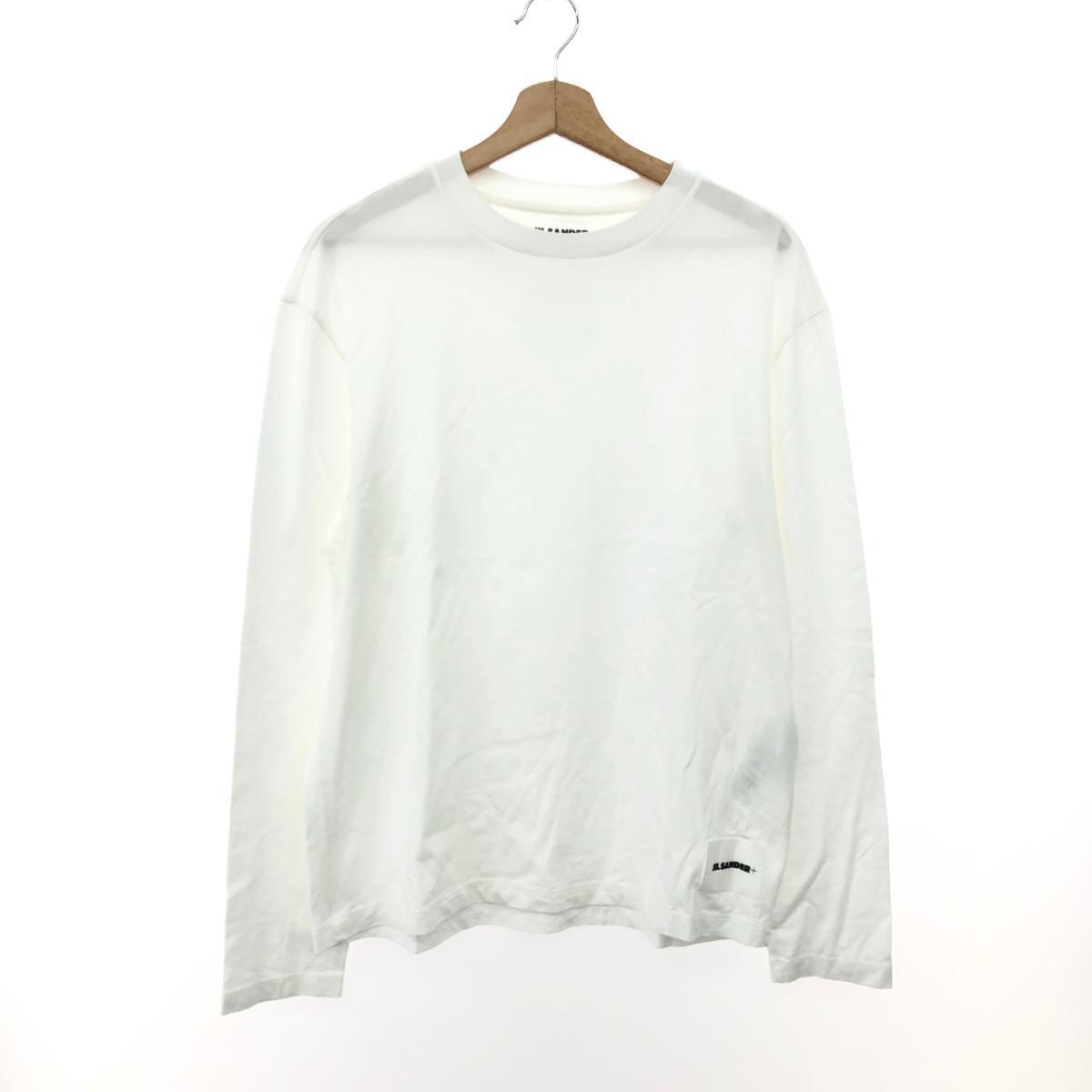 良好◆JIL SANDER ジルサンダー ジルサンダープラス 長袖カットソー サイズ:M スクエアタグ ホワイト メンズ拍卖