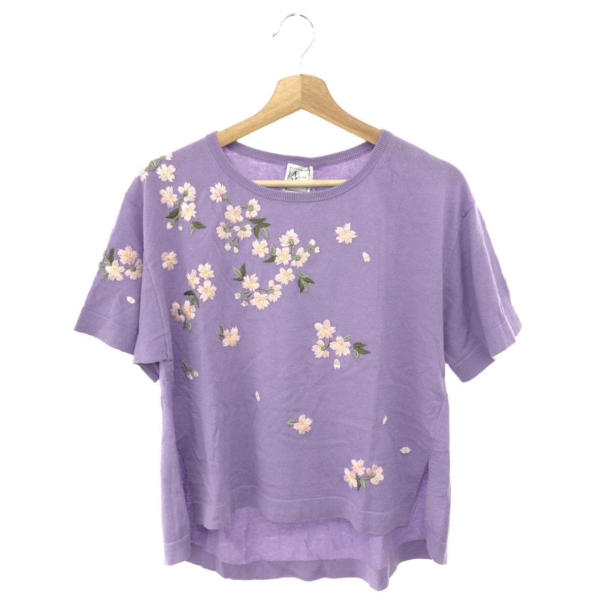 ◆KEITA MARUYAMA ケイタマルヤマ 半袖ニット サイズ:2 花柄刺繍/定価43,000 パープル レディース拍卖