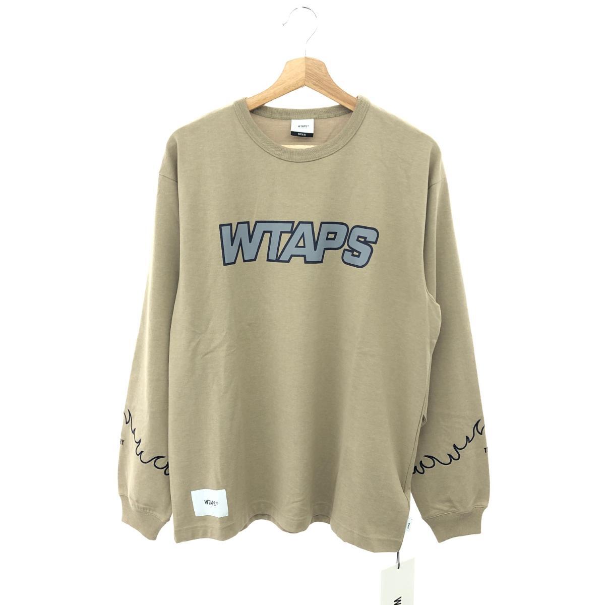 未使用品◆WTAPS ダブルタップス 長袖カットソー サイズ:01 ロングTシャツ/ロゴプリント 202ATDT-CSM17 ベージュ メンズ拍卖