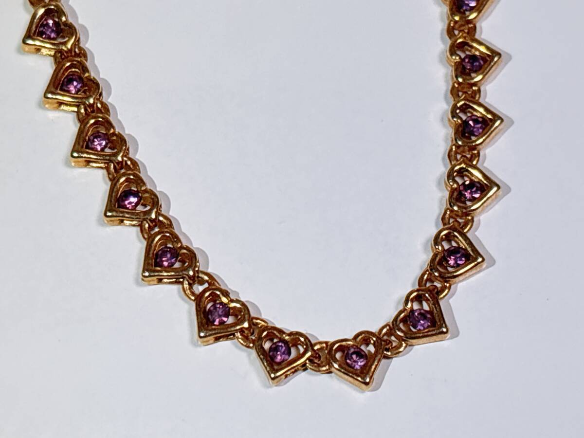 10-21 ハート型 ネックレス ゴールド チェーン ラインストーン アクセサリー拍卖