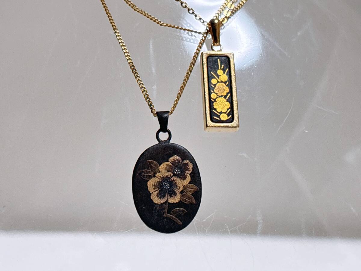 10-26 金工 象嵌 ヴィンテージ ネックレス ゴールド チェーン 2本セット アクセサリー拍卖