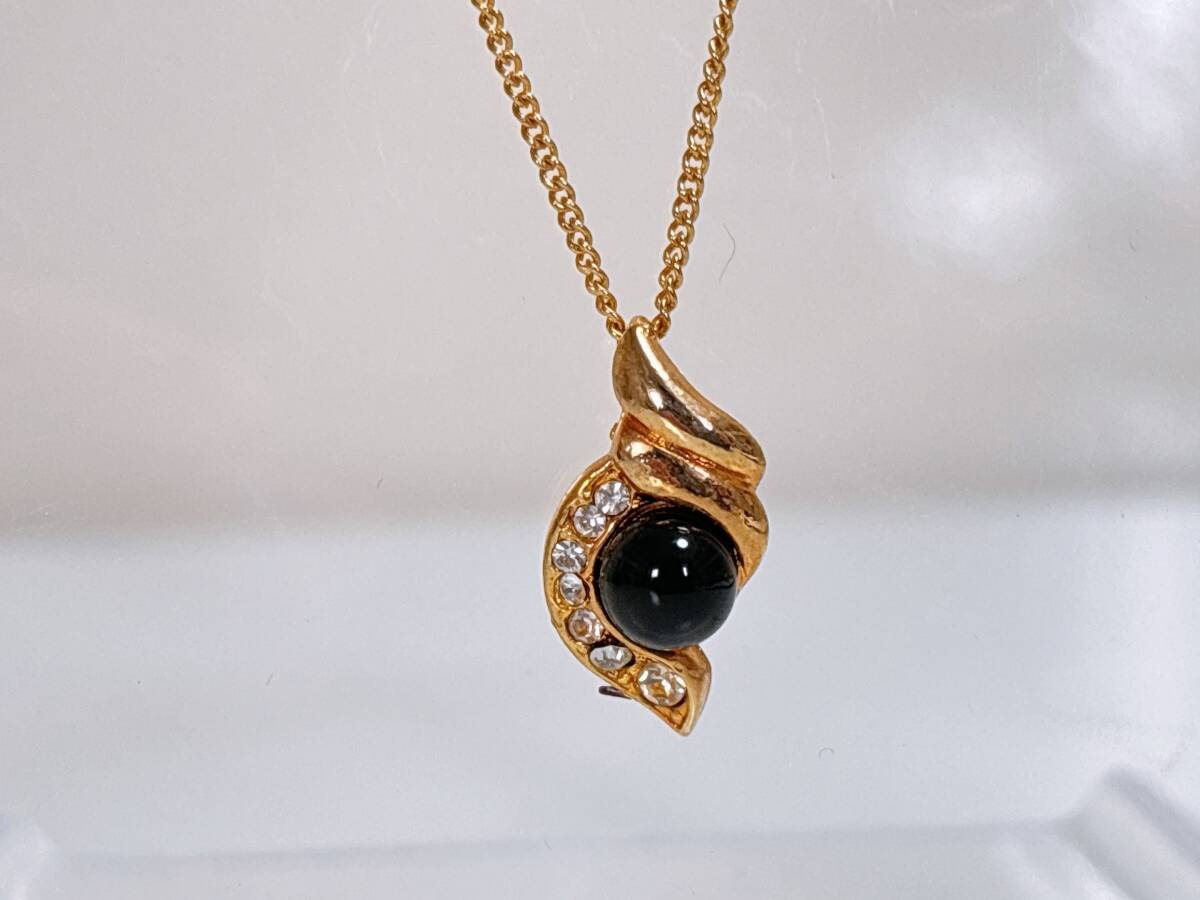 10-53 オニキス ネックレス ゴールド チェーン ラインストーン 天然石 アクセサリー拍卖