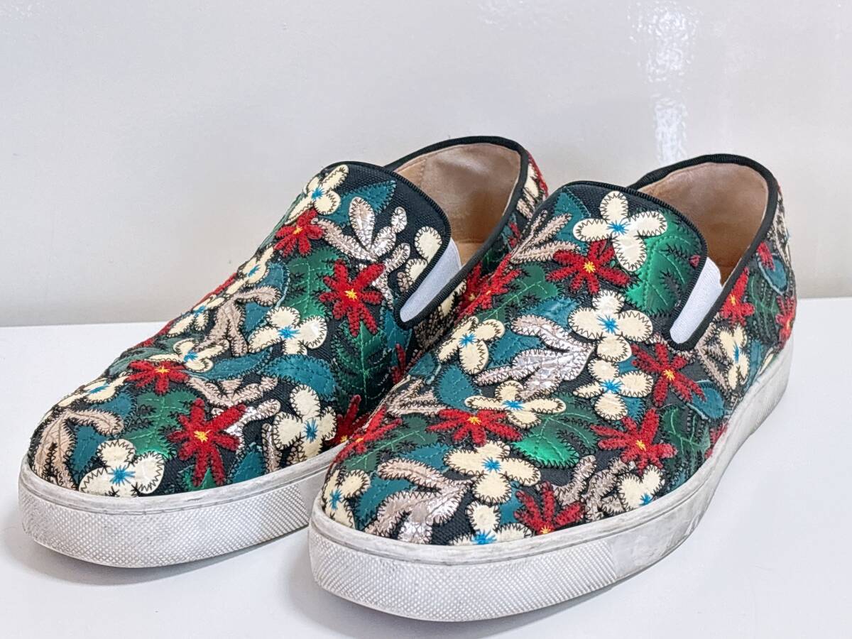 クリスチャンルブタン Christian Louboutin 花柄 スニーカー スリッポン メンズ 41.5 サイズ拍卖