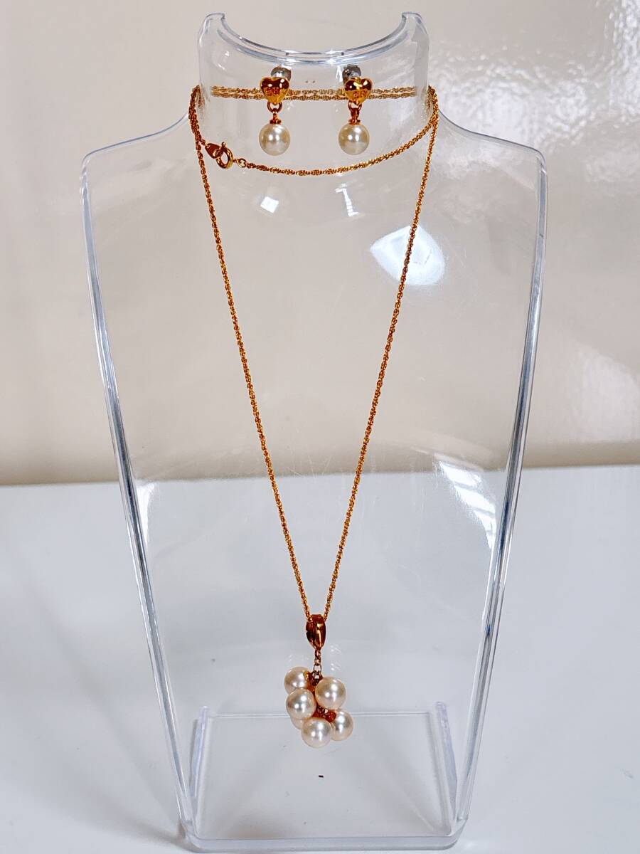 10-51 フェイクパール ネックレス ピアス セット ゴールド チェーン アクセサリー拍卖