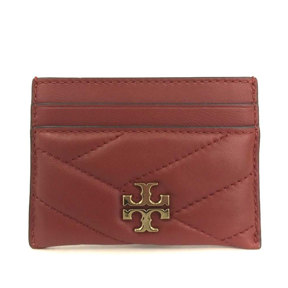 1円 極美品 TORY BURCH トリーバーチ キラ シェブロン ダブルTロゴ キルティング レザー カードケース レッド /JP0086拍卖