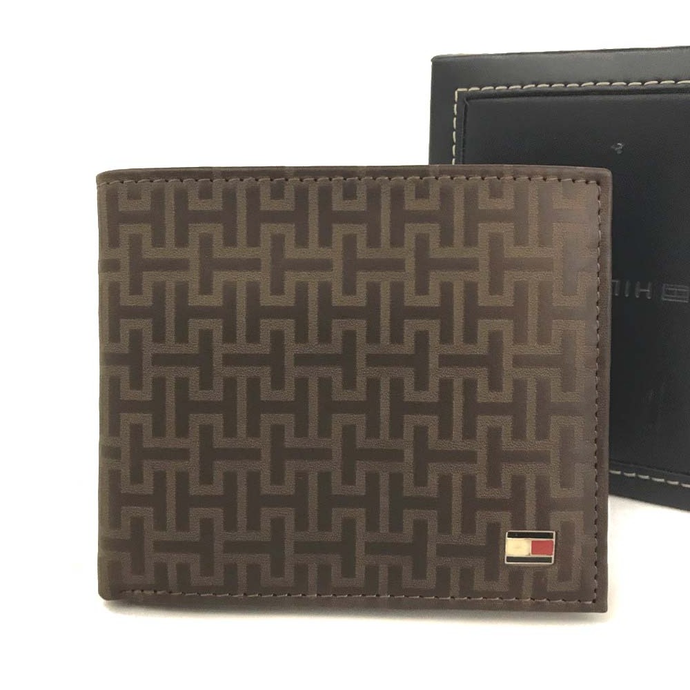 1円 美品 TOMMY HILFIGER トミー ヒルフィガー Tロゴシグネチャー レザー 二つ折り財布 ブラウン /JP0756拍卖