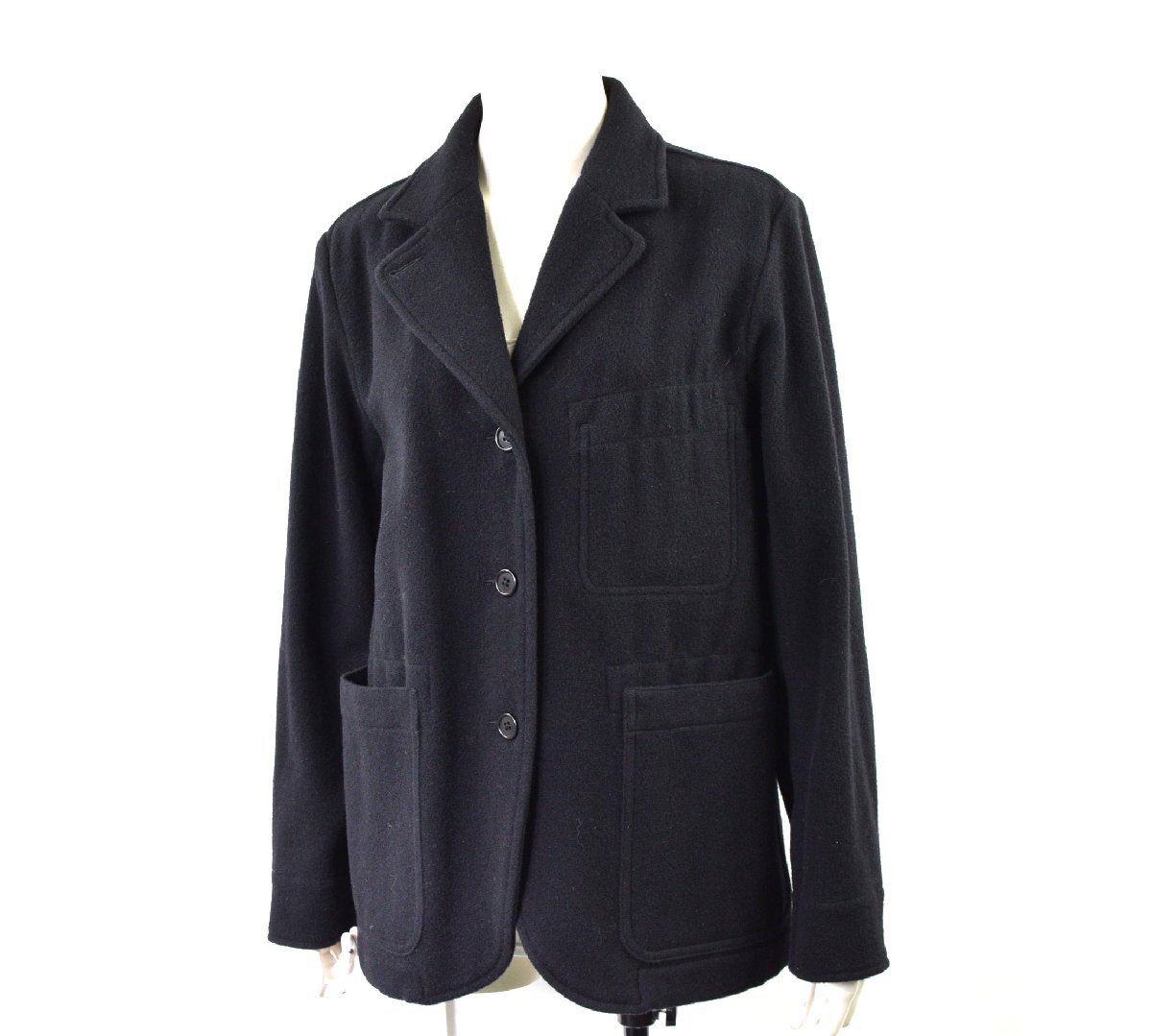 2355-25Q0321★MHL. エムエイチエル★美品 フェルテッド ウールジャケット サイズⅡ 黒ブラック 秋冬拍卖