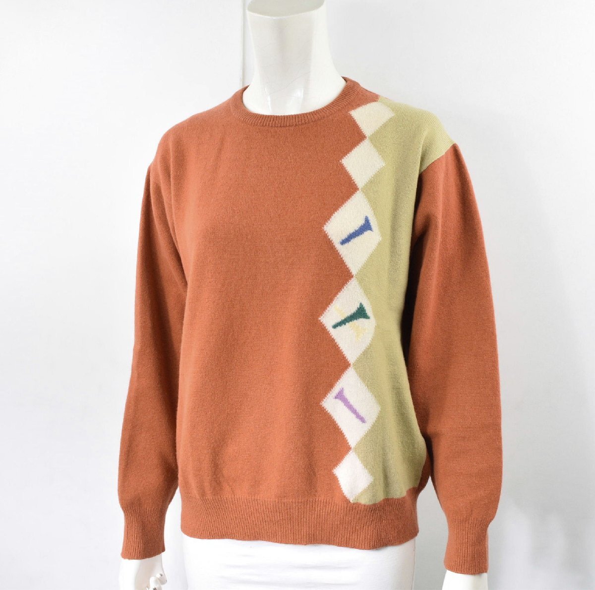1420-25R0177★Burberrys バーバリーズ★ゴルフフピン柄 レンガ色セーター L ブラウン系 長袖ニット 春秋冬拍卖