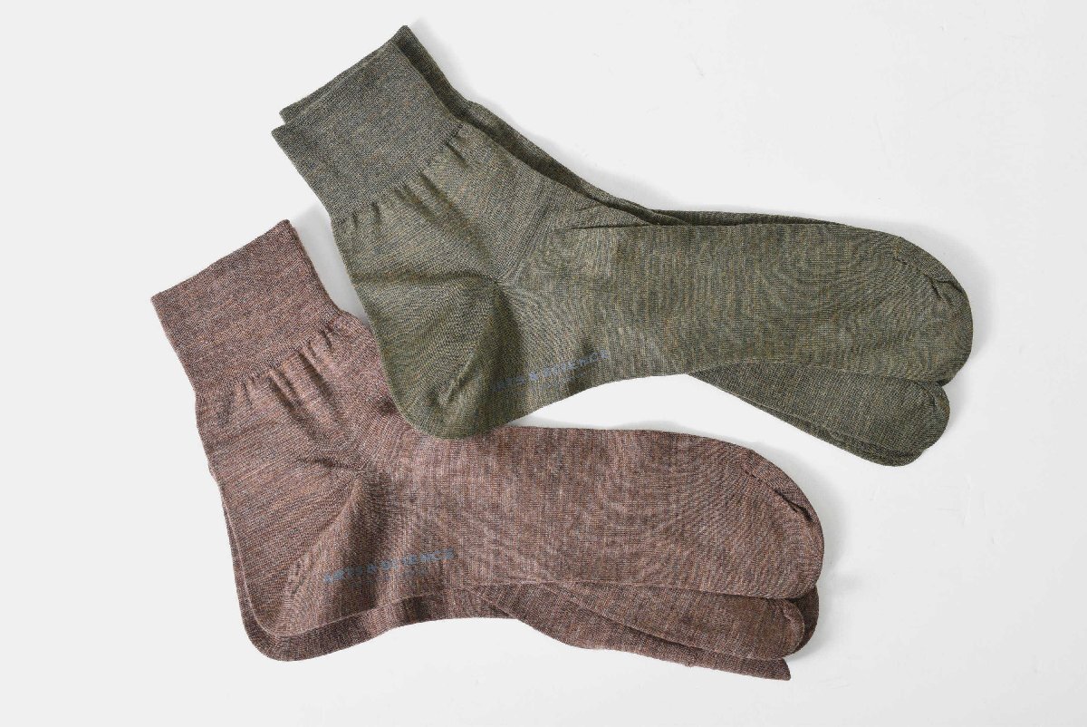 2355-25R0171★ARTS & SCIENCE アーツアンドサイエンス ★未使用 美品 2足セット tabi socks 足袋靴下 23-25cm カーキ&ブラウン拍卖