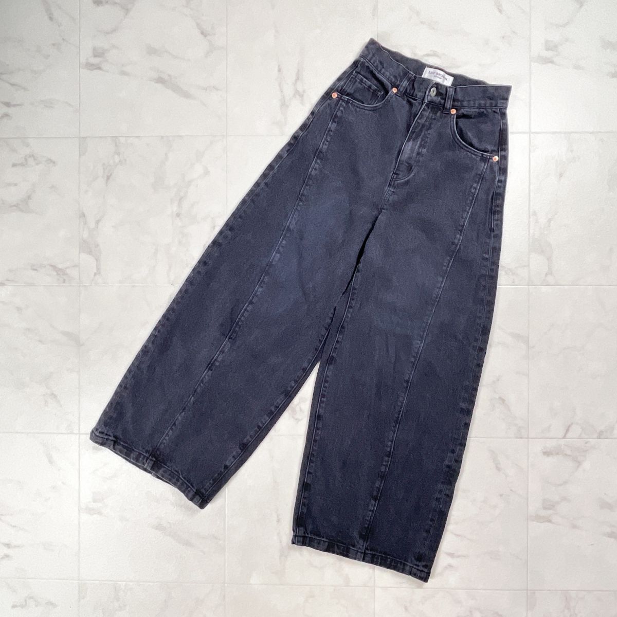 美品 LILY BROWN DENIM リリーブラウン ワイドデニムパンツ ボトムス レディース ブラック 黒 サイズ0*GD901拍卖
