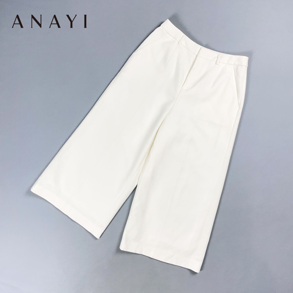 ANAYI アナイ ガウチョパンツ ワイド ボトムス 裏地付き レディース ホワイト 白 サイズ38*GD918拍卖