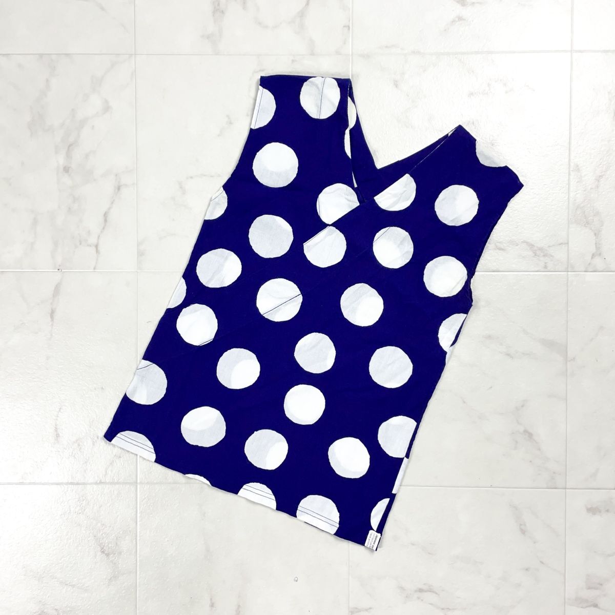 美品 SOU・SOU ソウソウ 高島縮 高橋織物 gibao ドットノースリーブカットソー トップス レディース ネイビー 紺 サイズS*GD944拍卖