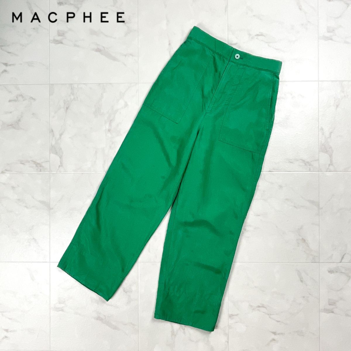 MACPHEE マカフィー トゥモローランド 21SS リネン混 ニドムクロス ベイカーパンツ ボトムス レディース グリーン 緑 サイズ34*GD972拍卖