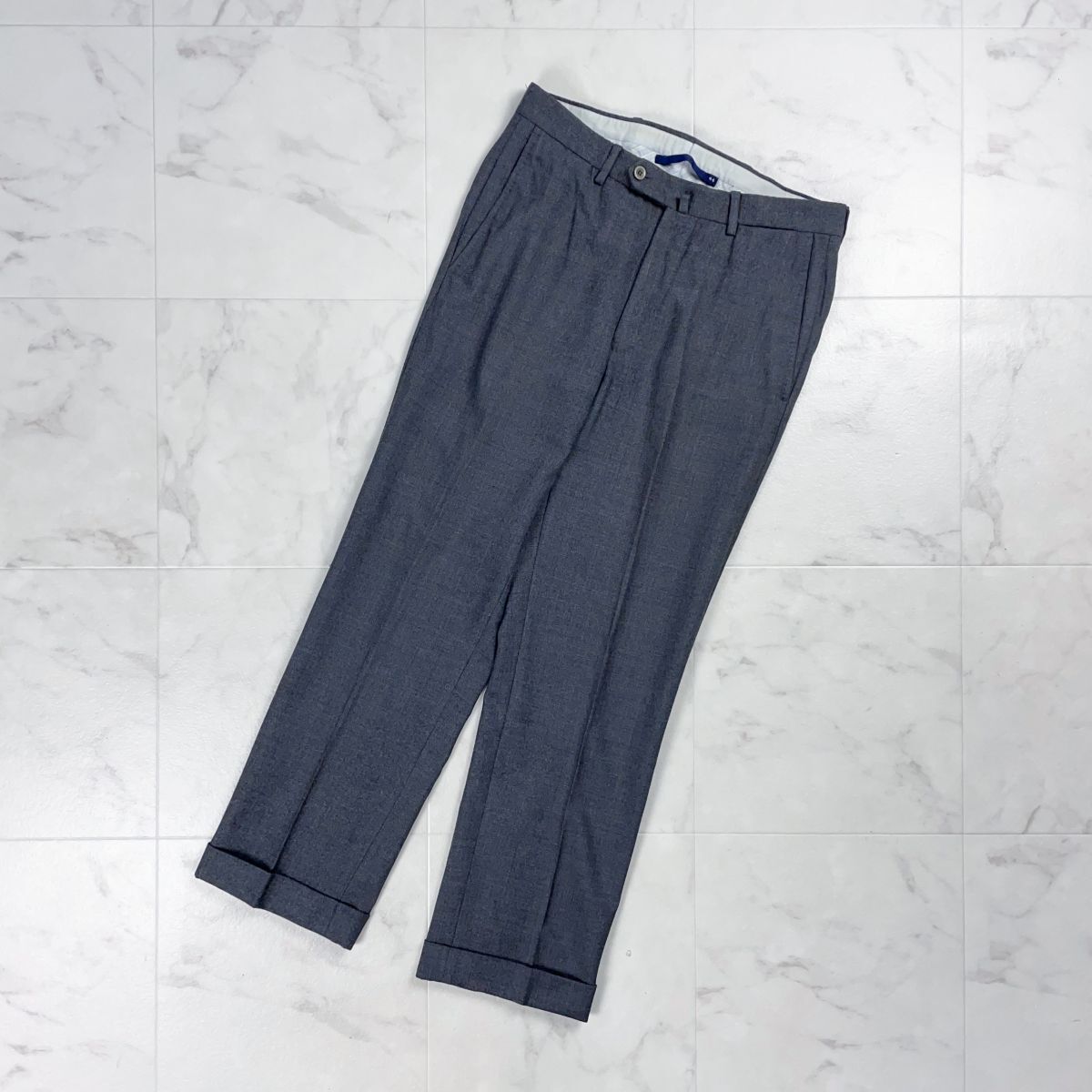 INCOTEX インコテックス ウール100% ダブルスラックスパンツ ボトムス メンズ グレー サイズ44*GD1060拍卖