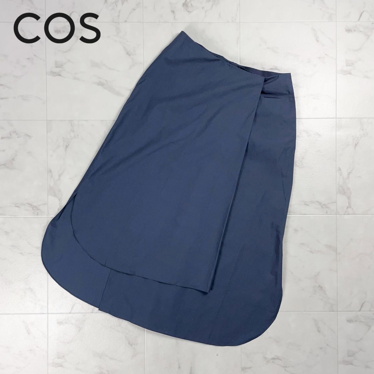 新品未使用 COS コス デザインフレアラップスカート ロング丈 裏地なし ダークグレー サイズ40*GD1062拍卖