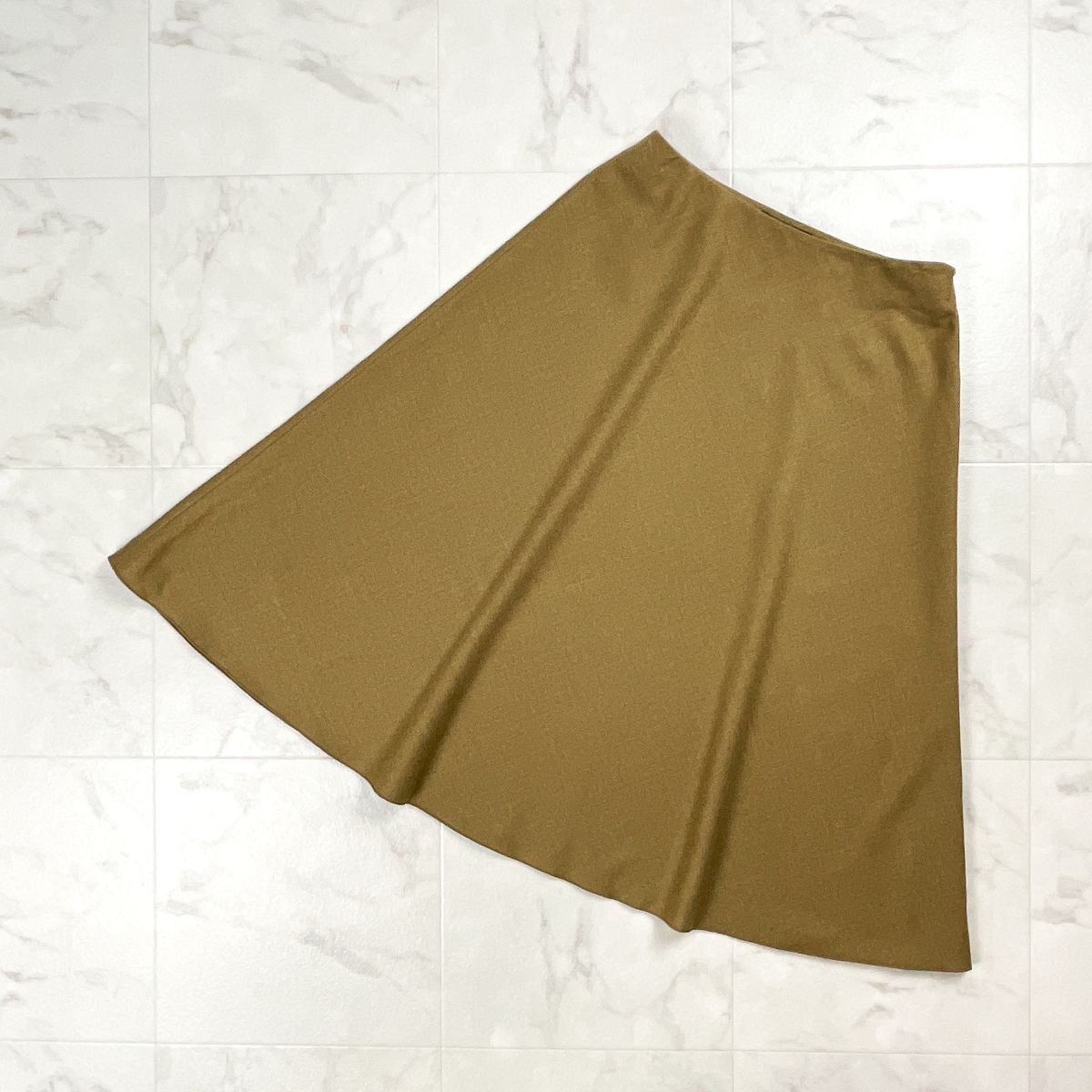 美品 Piazza Sempione ピアッツァセンピオーネ ストレッチウールフレアスカート台形 ミモレ丈 ロング丈 ベージュ サイズ40*GD342拍卖