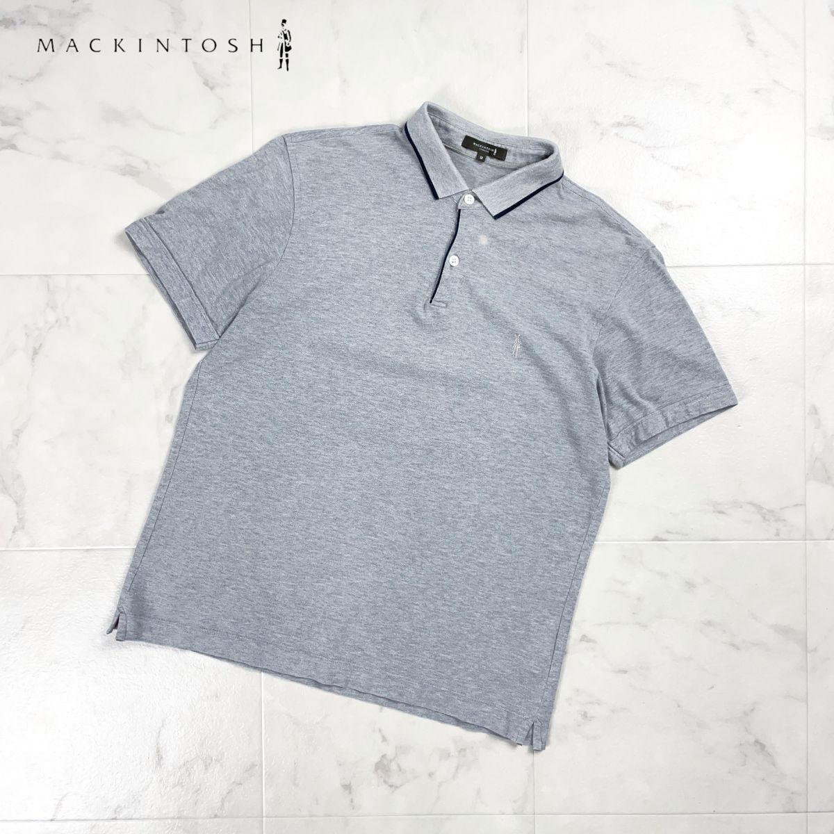 MACKINTOSH LONDON マッキントッシュ ロンドン 半袖ポロシャツ バイカラー 刺繍 メンズ グレー サイズM*GD317拍卖